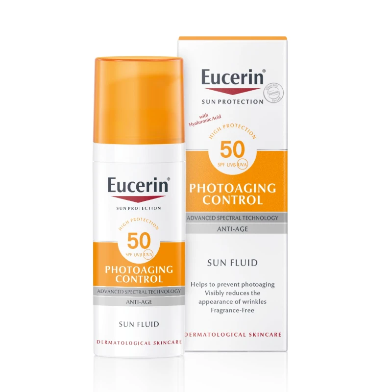 يوسرين واقي الشمس +SPF 50، حماية متقدمة من الشيخوخة الضوئية والتجاعيد الناتجة عن الشمس، واقي شمسي للوجه مضاد للشيخوخة مع فلتر للأشعة فوق البنفسجية وحمض الهيالورونيك 50 مل