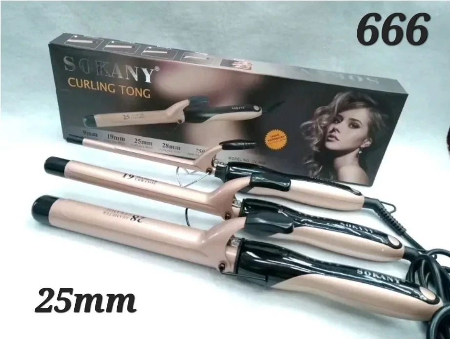 فير شعر سوكاني CL-666 – برميل 25 مم، سيراميك/تورمالين، حرارة متعادلة، سلك دوّار 360°