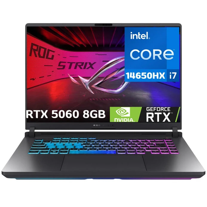 لابتوب ASUS ROG Strix G16 615J – شاشة 16 بوصة 165Hz | معالج Intel Core i7-14650HX الجيل الرابع عشر، رام 16GB DDR5، تخزين 1TB SSD، كرت شاشة RTX 5060 8GB – إصدار 2025