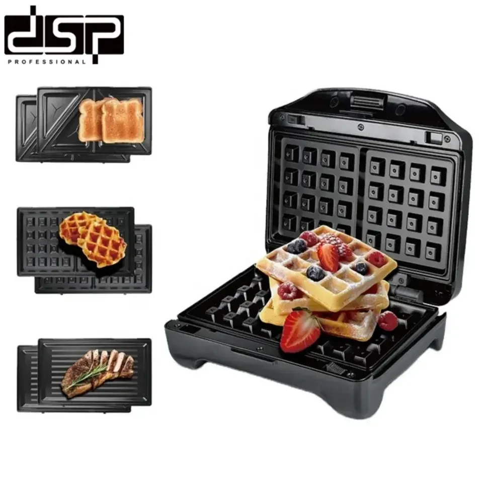 طقم صانعة سندوتشات متعددة الوظائف دي اس بي – 3 في 1 (سندوتش – وافل – توست)، قدرة 750 واط KC1158
