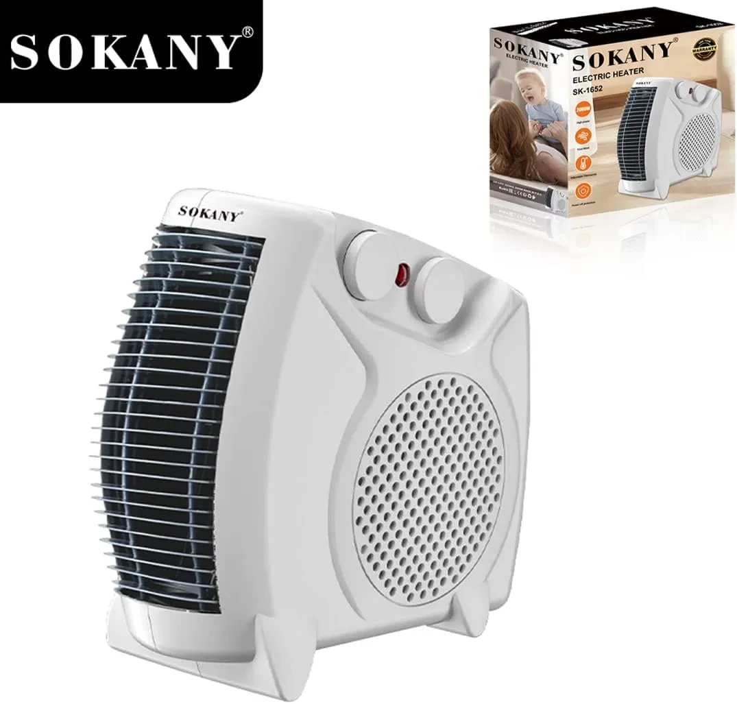 دفّاية كهربائية ‎Sokany  – قدرة 2000 واط، درجتين تسخين، ترموستات قابل للتعديل، تصميم أرضي مدمج SK-1652