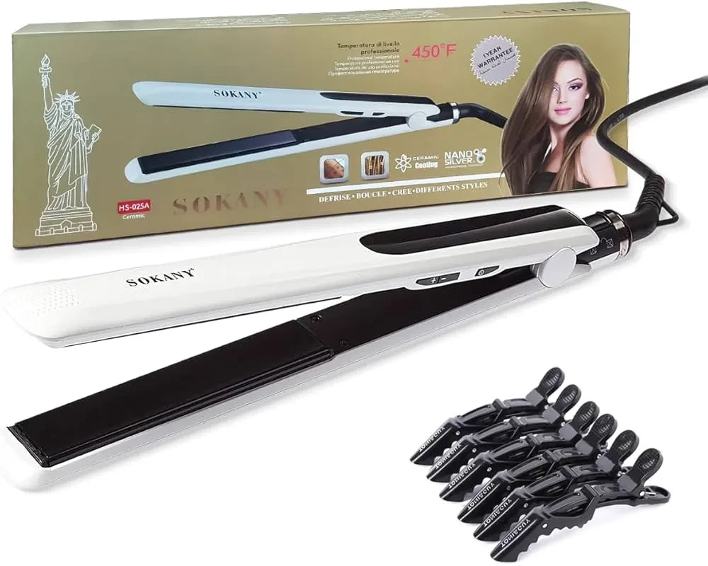 مملّس شعر سوكاني  – ألواح سيراميك/تيتانيوم، تسخين سريع، تصميم مدمج للتمليس والتجعيد SK-025-HS