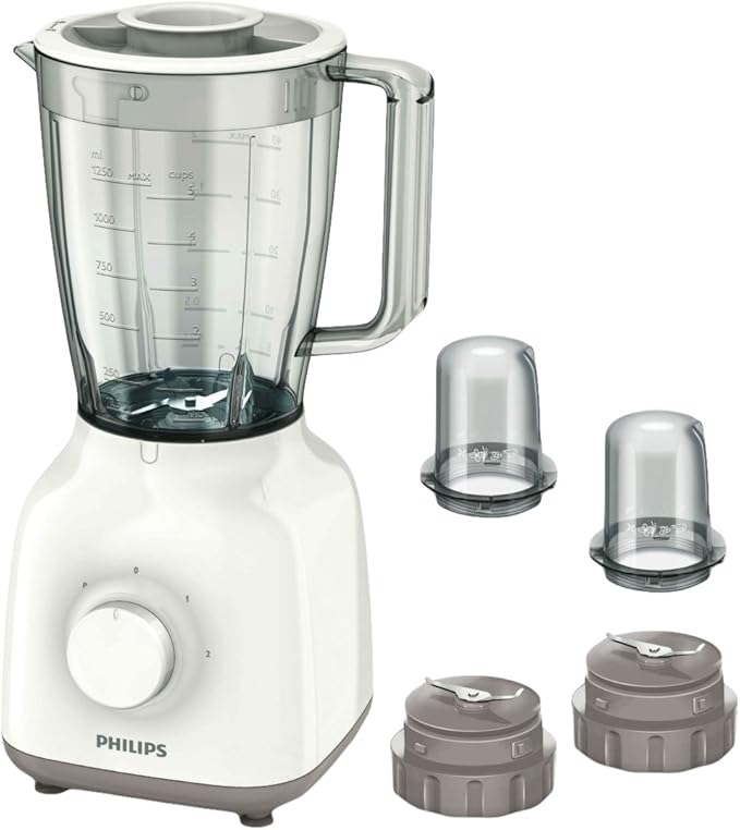 خلاط فيليبس 2 في 1 | قوة 400 واط | وعاء 1.5 لتر مع مطحنة | شفرة رباعية - الموديل HR2113/05