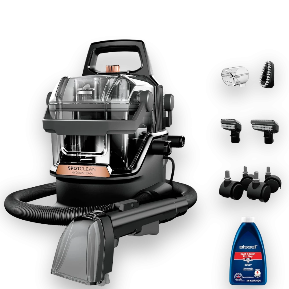 منظف البقع المحمول بيسل سبوت كلين هيدرو ستيم – تنظيف بالبخار والشفط والغسل، إزالة البقع العنيدة والدهون، مناسب للسجاد والمفروشات والسيارات 750 واط – موديل 3700E