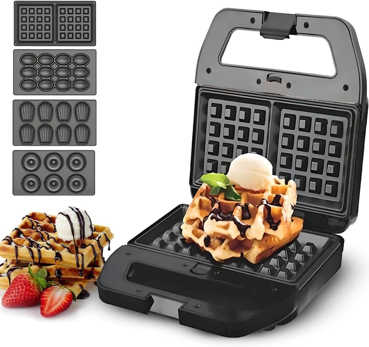 ماكينة صنع الوافل 4 في 1 – قدرة 800 واط، تصميم متعدد الأطباق - KC1237