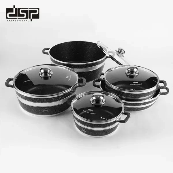 طقم طهي دي إس بي CA015-S01 – 10 قطع تقريبًا، طلاء غير لاصق، متعدد الاستخدام