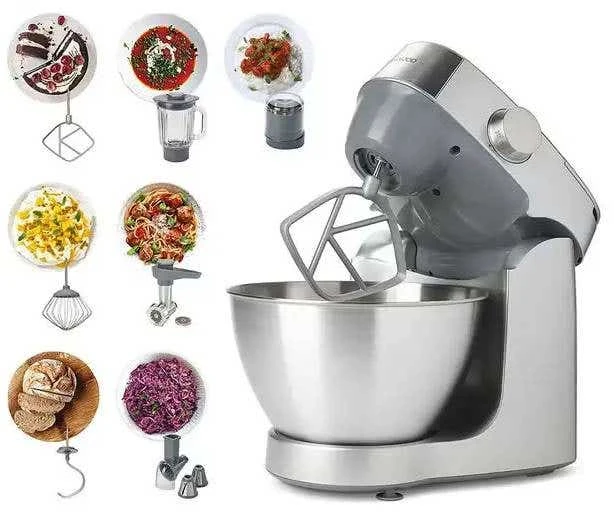 عجانة ومحضر طعام كينوود مالتي ون – قوة 1000 واط، وعاء ستانلس ستيل 4.3 لتر، متعددة الوظائف مع طقم معجنات من 3 قطع، مفرمة، وعاء خلط زجاجي، عصارة، عصارة، – أداء مثالي للعجن والخفق والخلط KHC29
