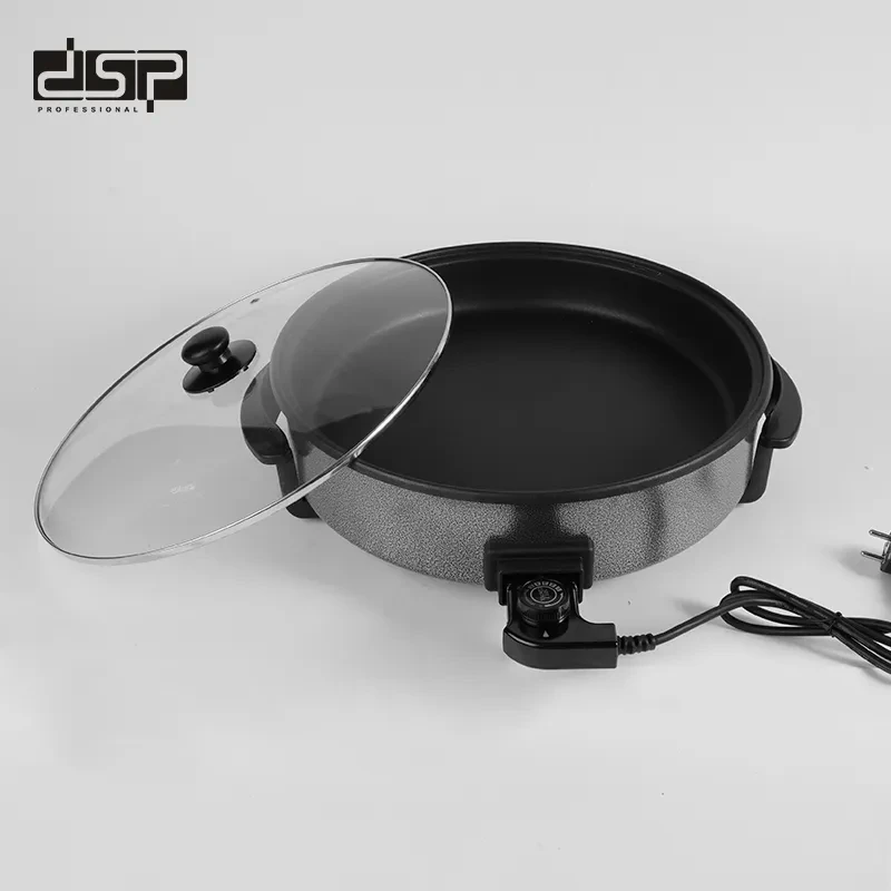 مقلاة وصاج دي إس بي الكهربائية صاج البيتزا| قطر 40 سم حجم عائلي | قوة 1500 واط | طلاء غير لاصق وغطاء زجاجي - الموديل KC3030A