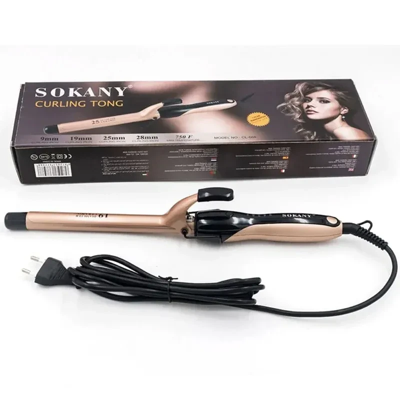 استشوار تجعيد الشعر سوكاني– برميل 19 ملم، ألواح سيراميك/تورمالين، 150-210°م حرارة، نموذج احترافي للتجعيد المثالي CL-666