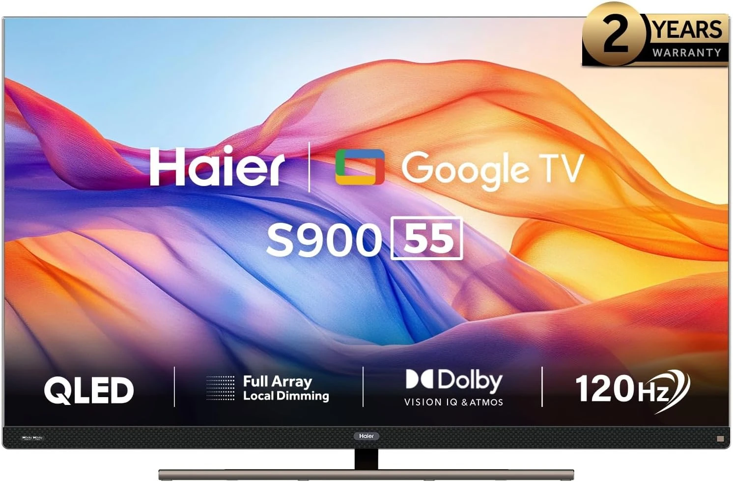 تلفزيون هاير 55 بوصة QLED 4K بتردد 120Hz للألعاب | قوة 200 واط، منفذ HDMI 2.1 (4K@120fps) | صوت أمامي سينمائي وتعتيم محلي - H55S900UX