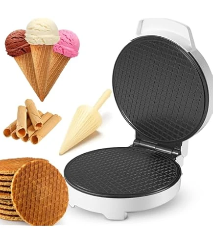 ماكينة صنع الوافل والآيس كريم من دي إس بي – قدرة 1000 واط، صفائح غير لاصقة، موديل KC1144